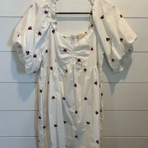 Altar'd State White Dress with Cherry Embroidery